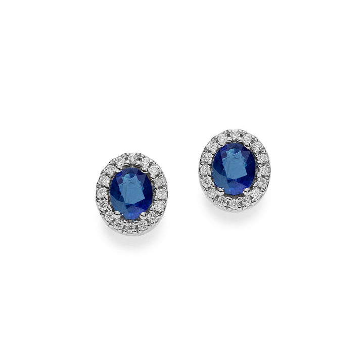 Comete Gold Earrings with Diamonds and Oval Blue Sapphires ORB1115