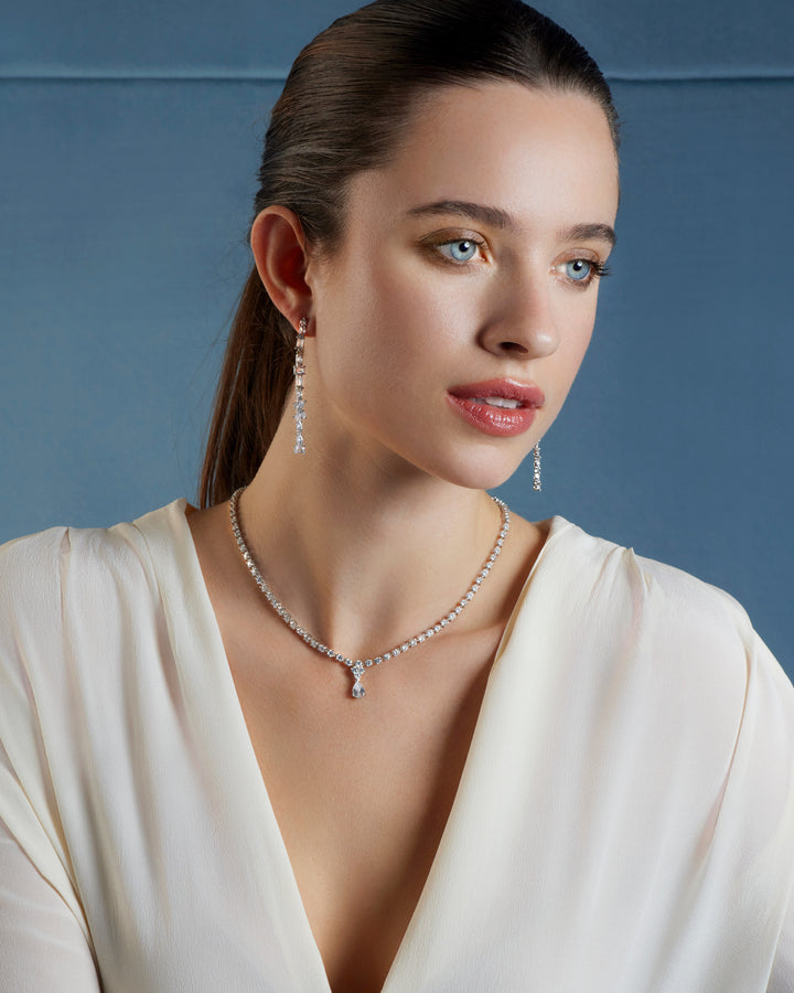 Comete Cascade earrings in 925‰ Silver and white Zircons ORA215