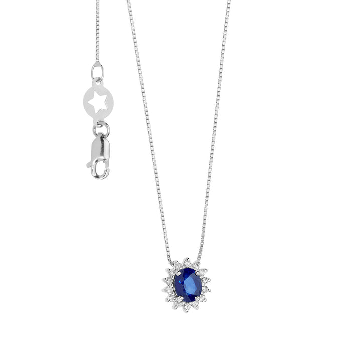 Comete Necklace in Gold, Diamonds and Oval Blue Sapphire GLB1567