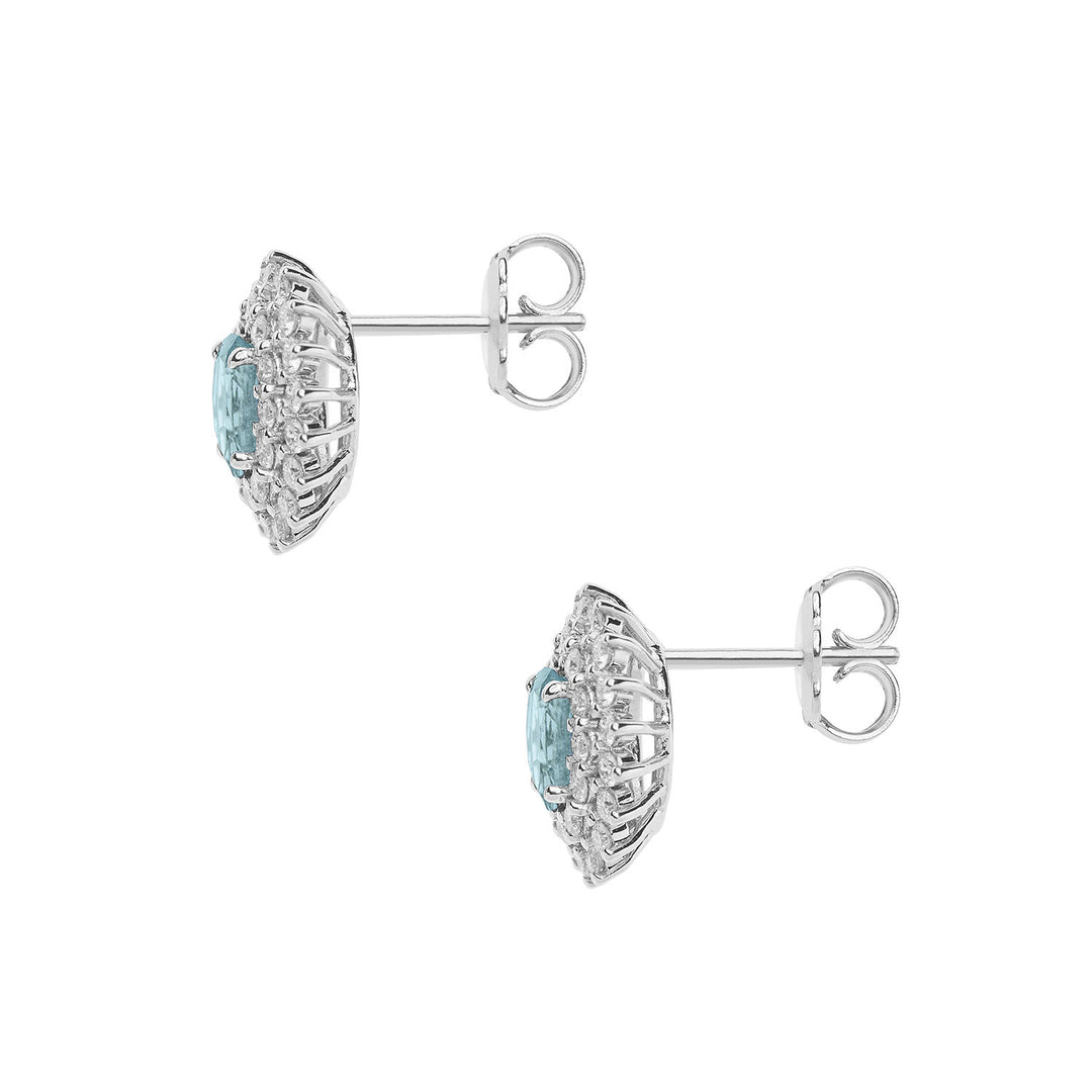 Comete Earrings in Gold Diamonds Aquamarine oval ORQ260