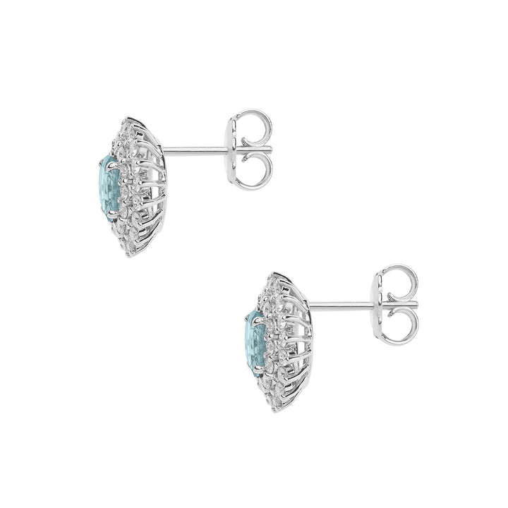 Comete Earrings in Gold Diamonds Aquamarine oval ORQ260