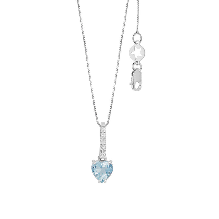 Comete Aquamarijn hartketting in goud en witte diamanten GLQ319