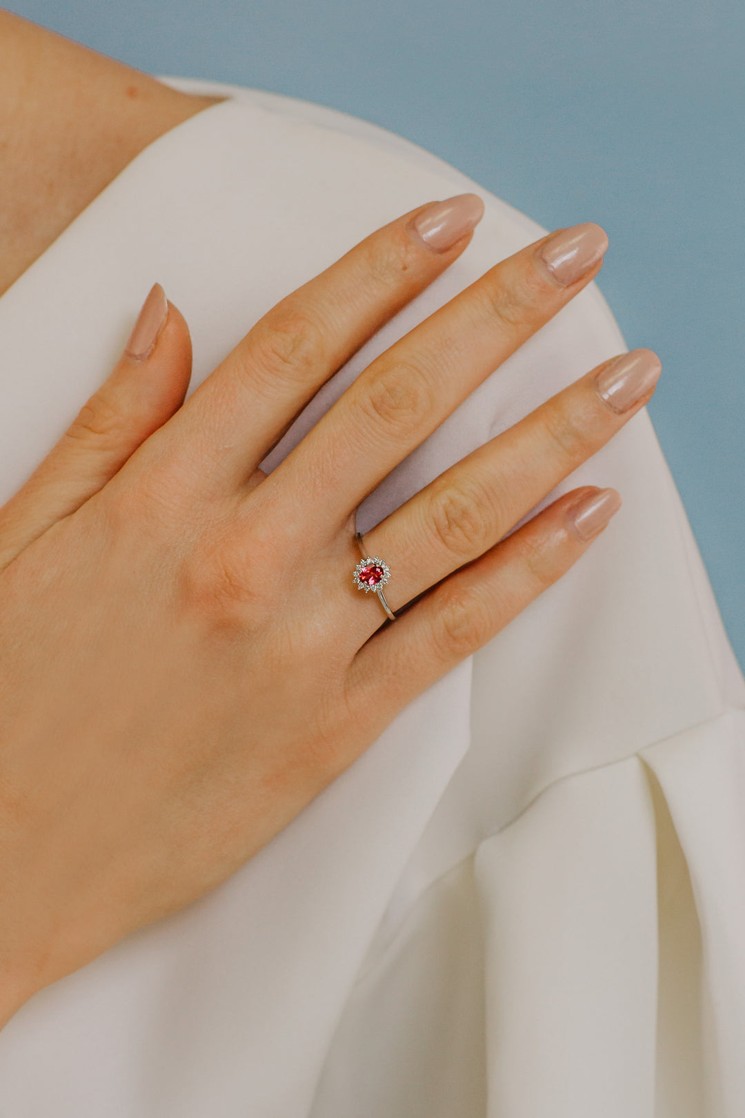 Comete Gold Ring with Diamonds and Pink Topaz Oval ANB2595