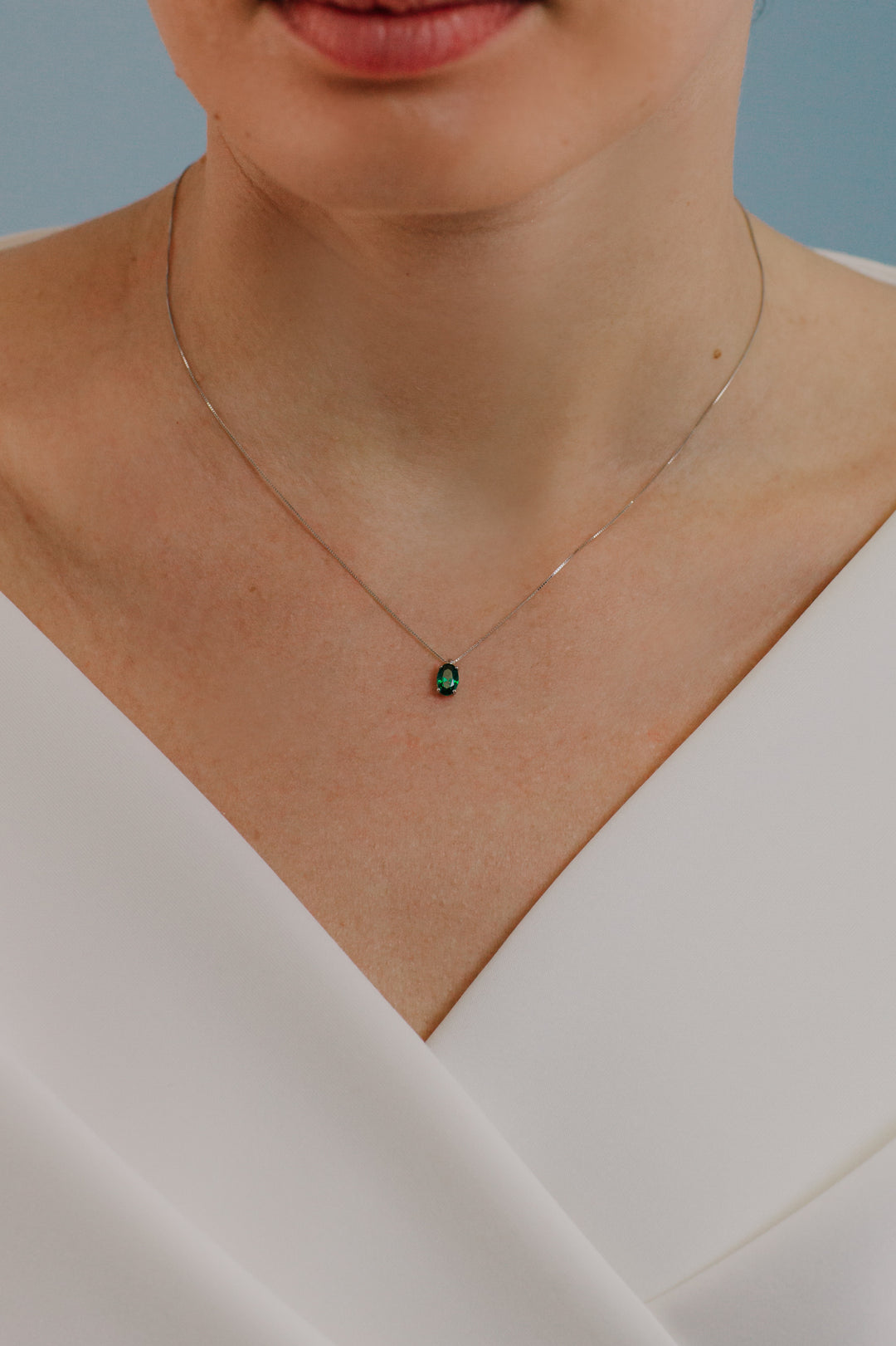Comete ovale ketting in goud en smaragd GLB1620