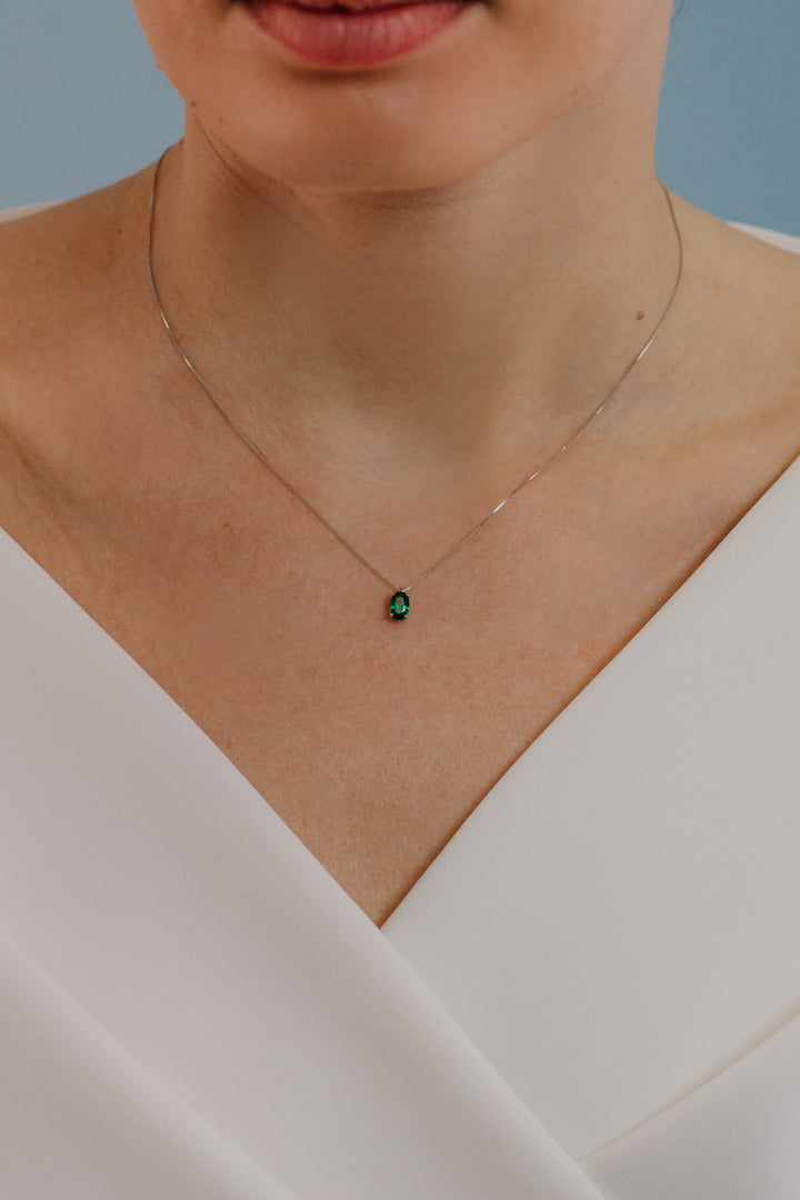 Comete ovale ketting in goud en smaragd GLB1620