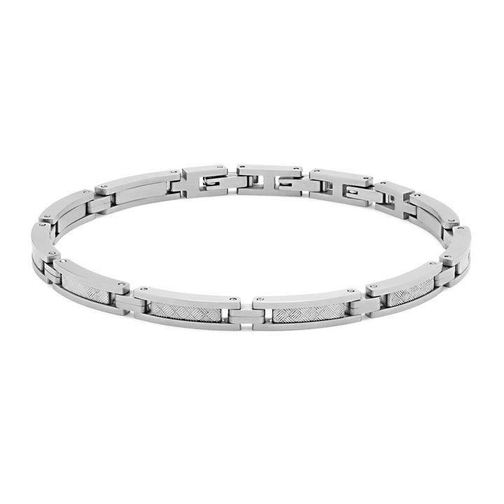 Comete Texture-armband van gepolijst en gesatineerd staal UBR980