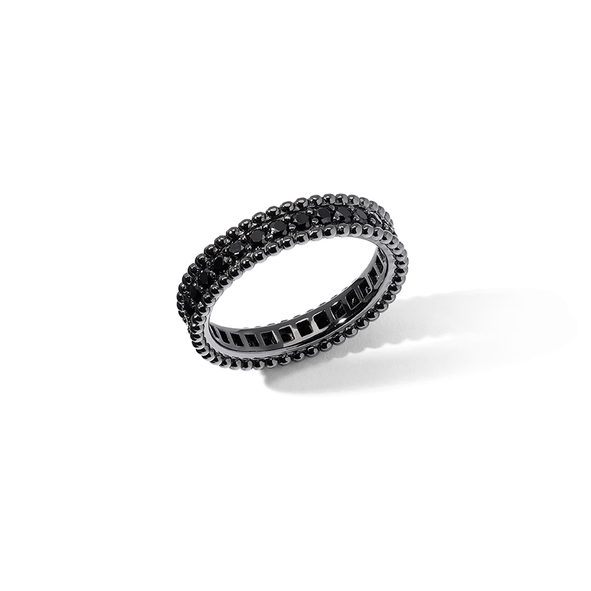 Comete Ring in 925‰ ruthenium silver with black zircons UAN133M24
