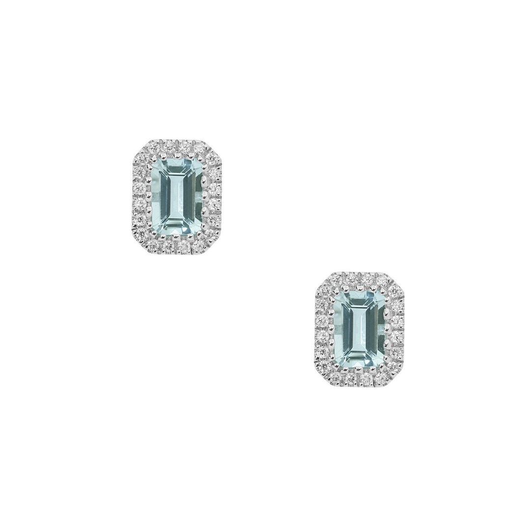 Comete Earrings in Gold, Diamonds and Octagonal Aquamarine ORQ249