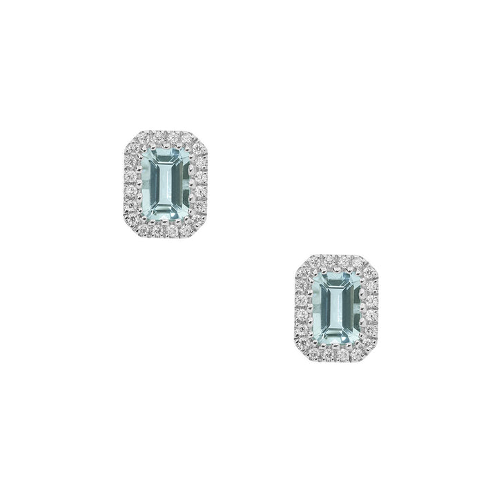 Comete Earrings in Gold, Diamonds and Octagonal Aquamarine ORQ249