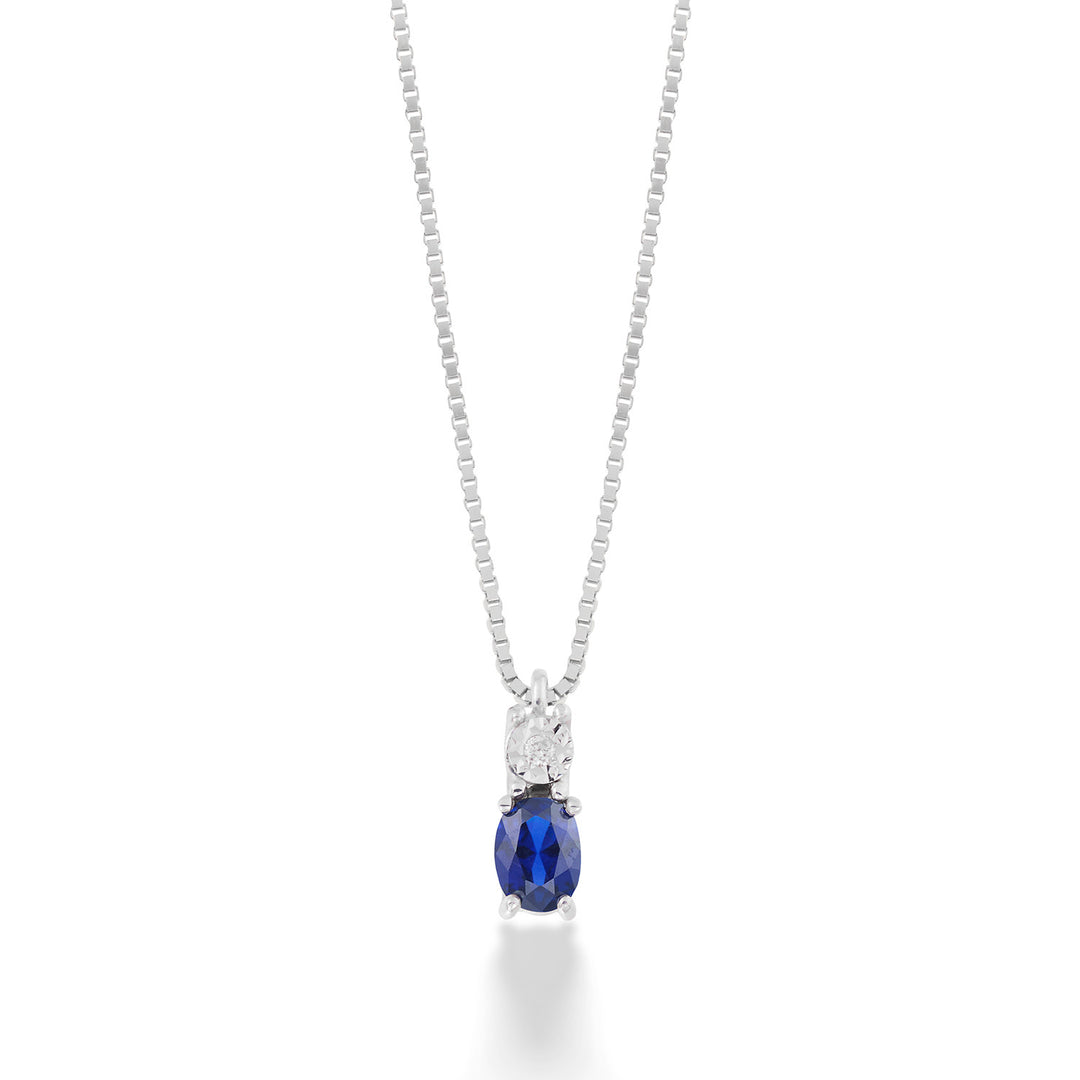 Comete-halsketting in goud, diamanten en herkristalliseerde blauwe saffier KGLB1420