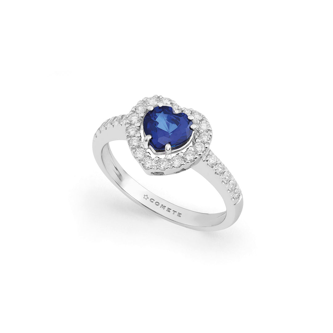 Comete 750‰ Goldring mit Diamanten und herzförmigem Saphir ANB2762