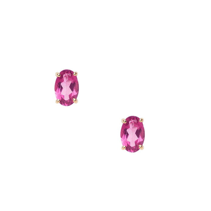 Comete oorbellen in rosé goud met ovale roze topaas ORB 1094