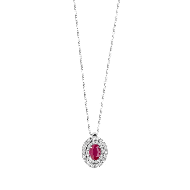 Comete ketting in goud, diamanten en ovale robijn GLB1473