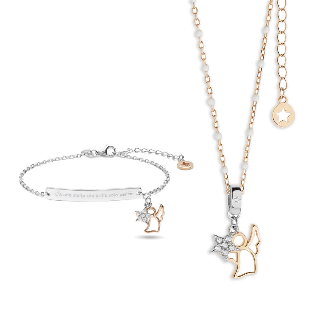 Comete Silberarmband und Halskette mit Engel KIT221218