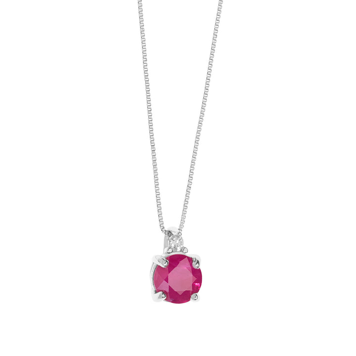 Comete ketting in goud diamant en ronde robijn GLB1502