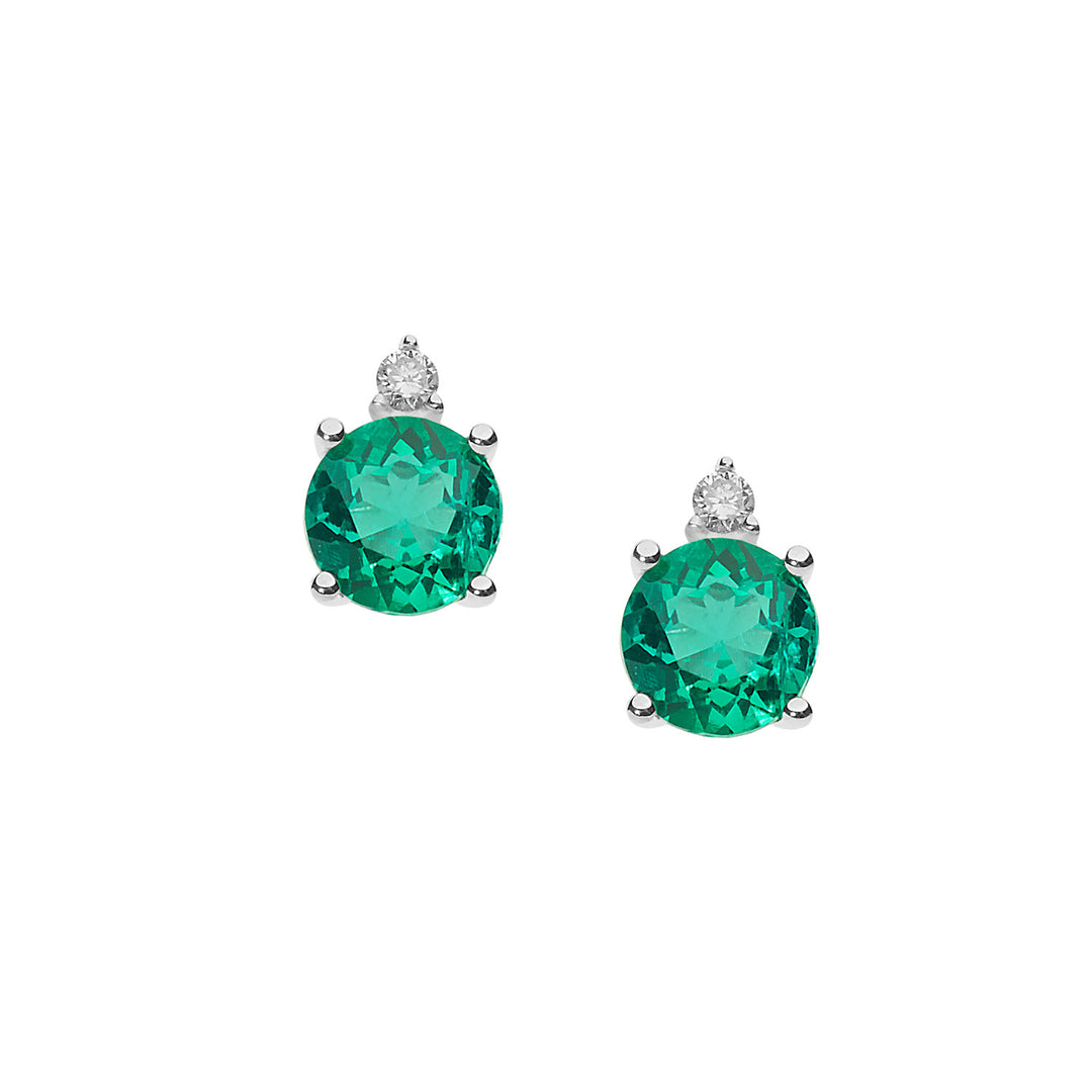 Comete-oorbellen in goud, diamanten en ronde smaragden ORB881