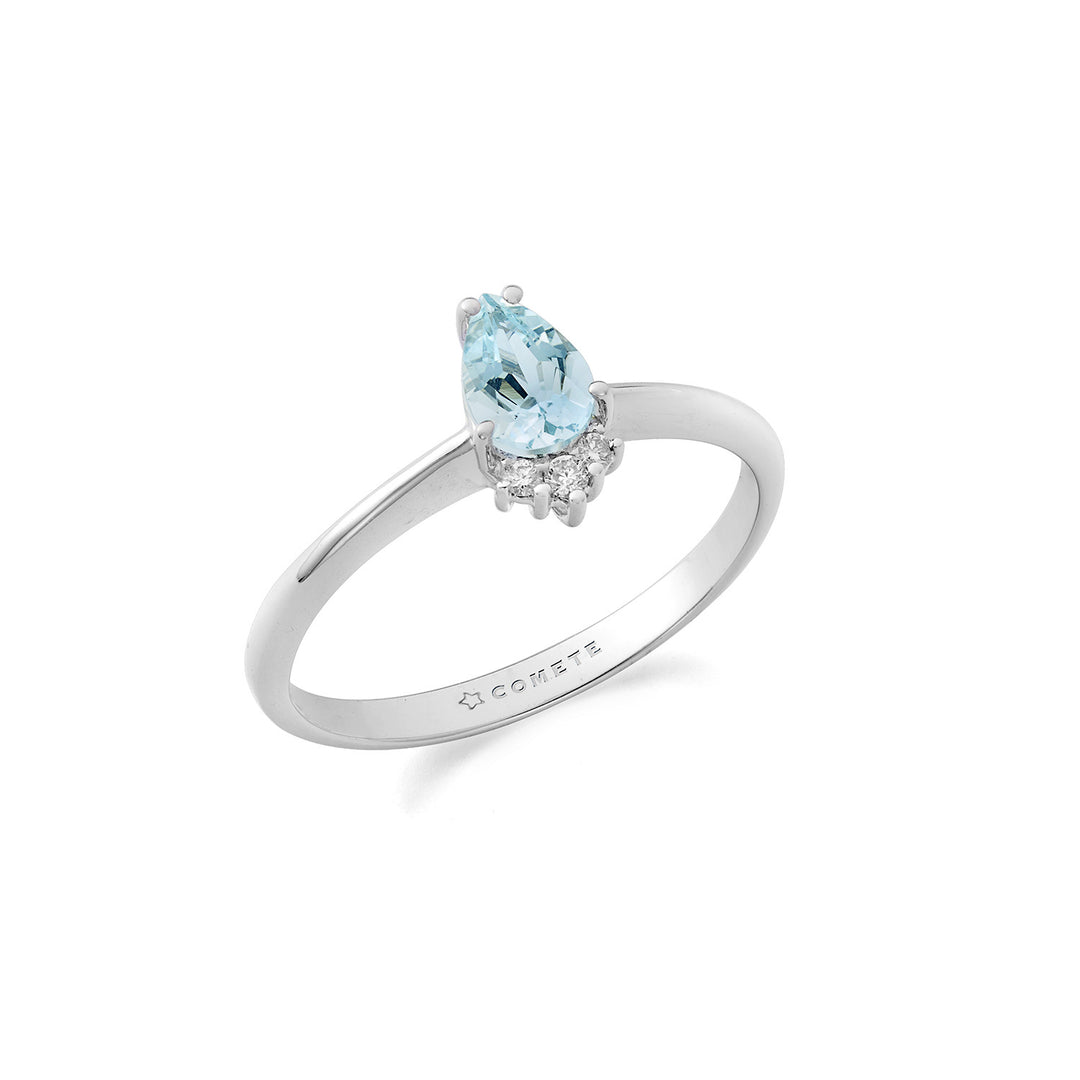 Comete Ring 750‰ Goud, Diamanten en Aquamarijn druppel ANQ359
