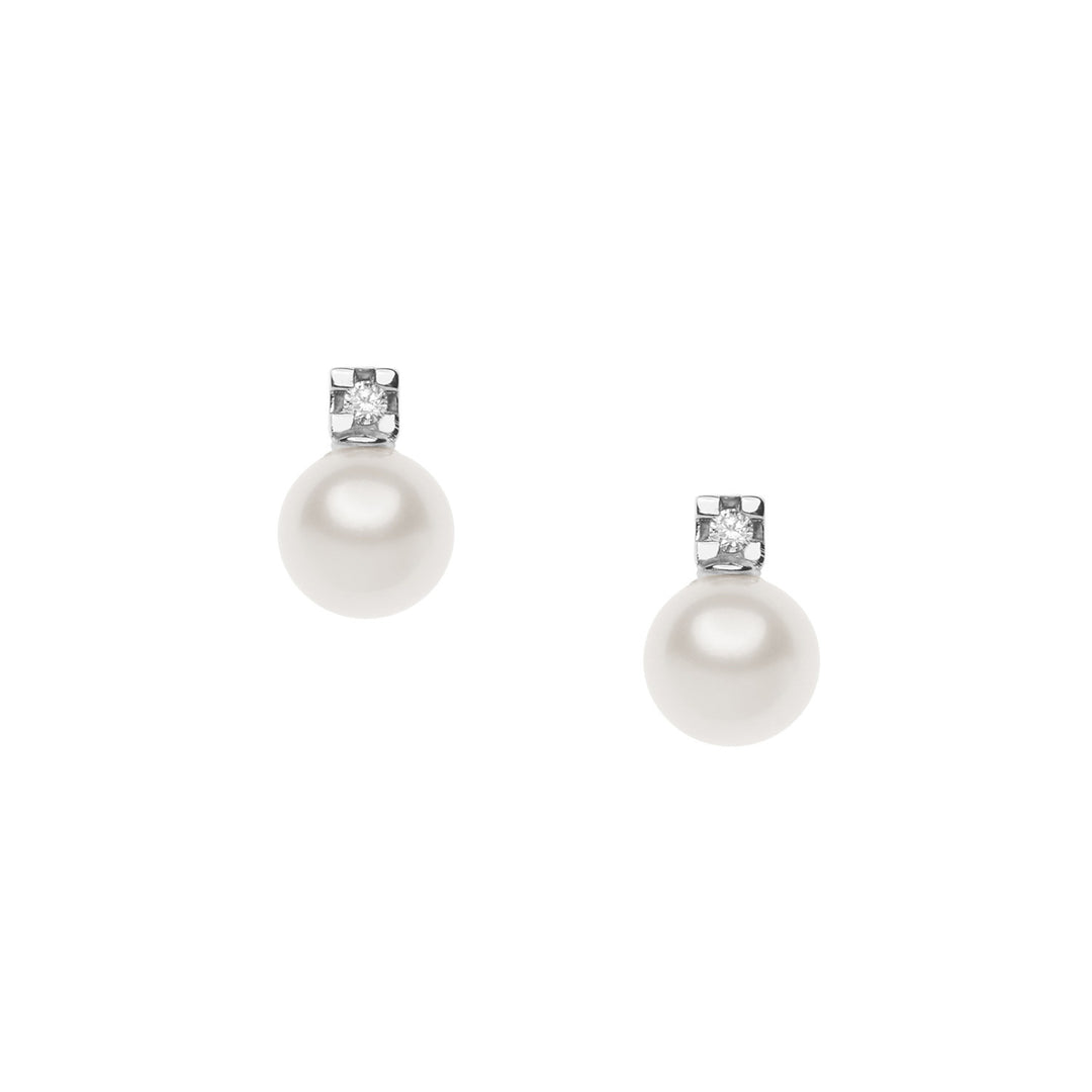 Comete Earrings Light Points Pearls Gold and Diamonds ORP698