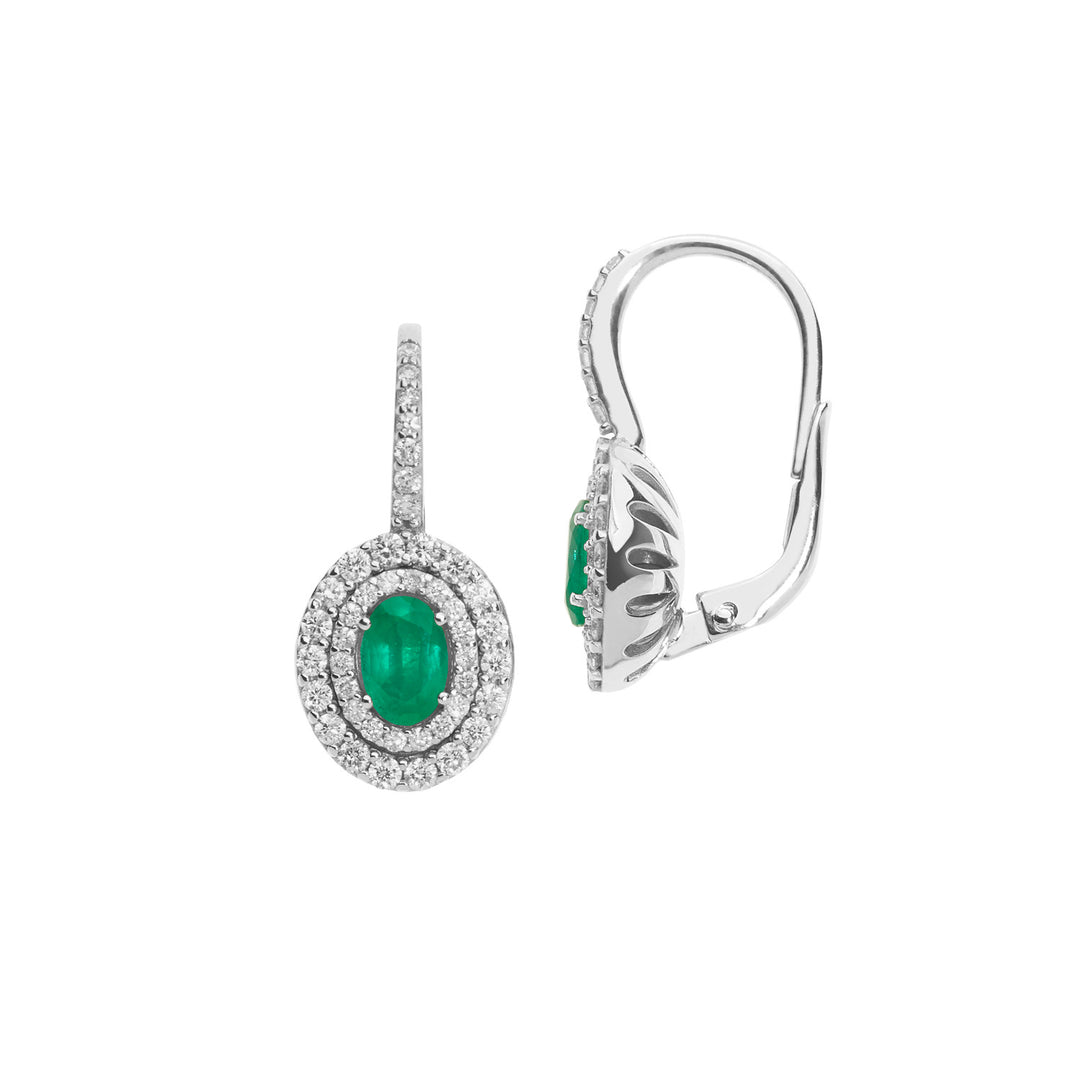 Comete Oorbellen in witgoud met diamanten en ovale smaragden ORB944S3