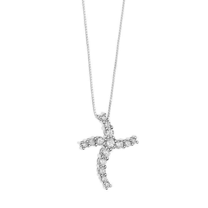 Comete Wave kruisketting in roségoud en diamanten GLB1528