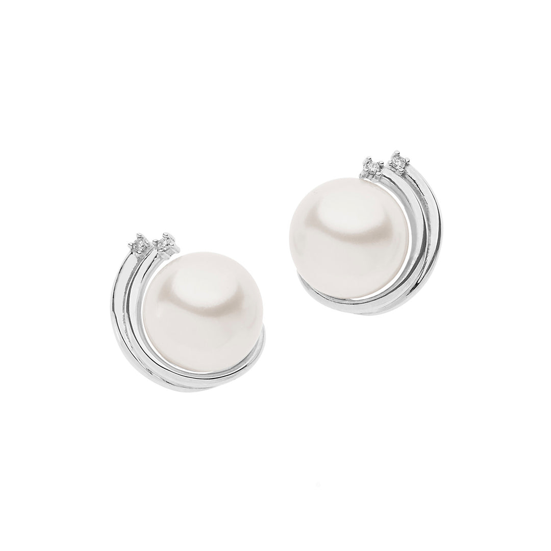 Comete Pearl earrings in white gold with light point diamonds ORP680