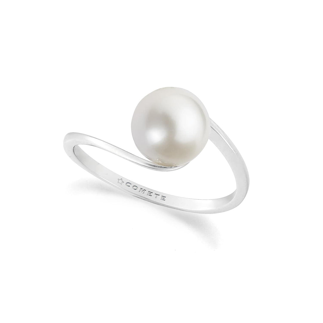 Comete-ring in 750‰ witgoud met ANP417 gekweekte parel