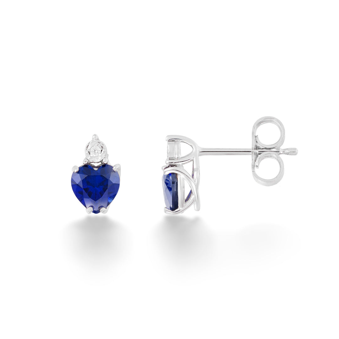 Comete Heart-oorbellen in witgoud, diamanten en herkristalliseerde blauwe saffieren KORB1020