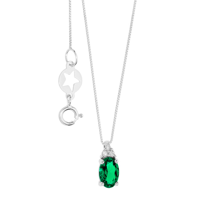 Comete Necklace in Gold, Diamonds and Oval Emerald GLB1617