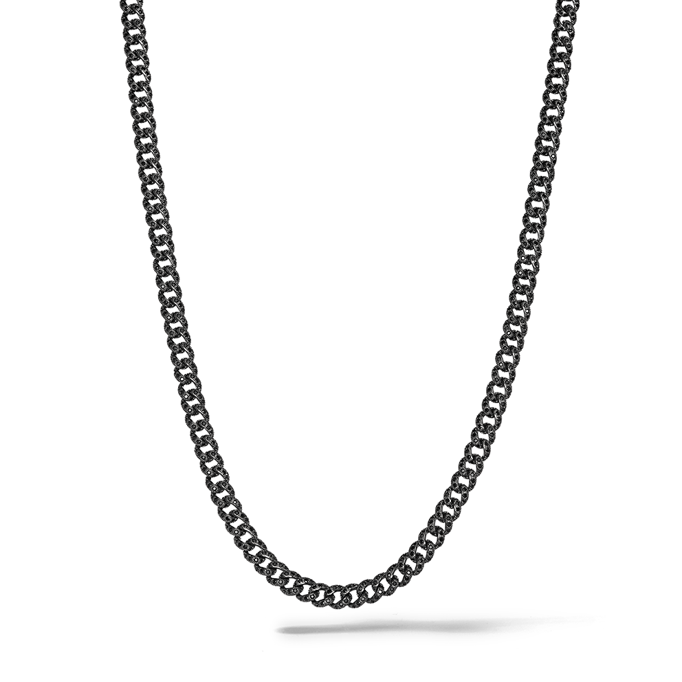 Comete Necklace in 925‰ ruthenium silver, black pvd steel, black zircons UGL767