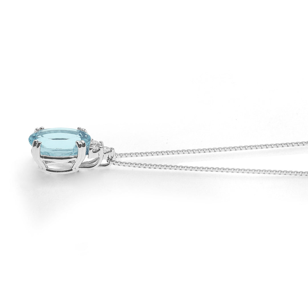 Comete-Halskette aus Golddiamanten und ovalem Aquamarin GLQ300