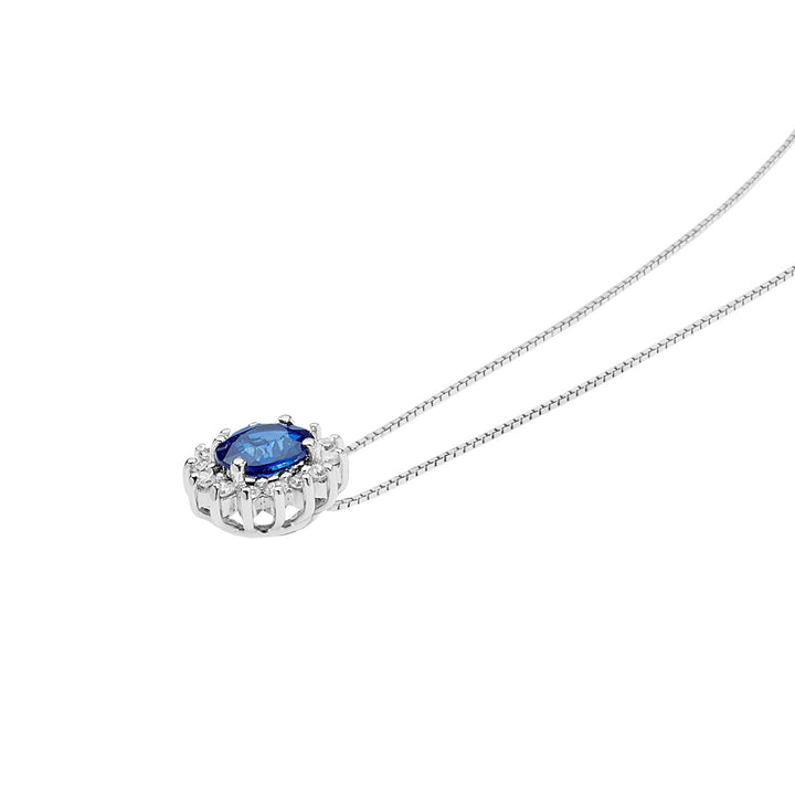 Comete Necklace in Gold, Diamonds and Oval Blue Sapphire GLB1567