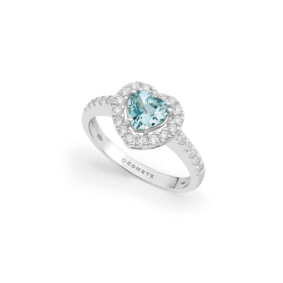 Comete 750‰ Goldring mit herzförmigem Aquamarin und Diamanten ANQ363