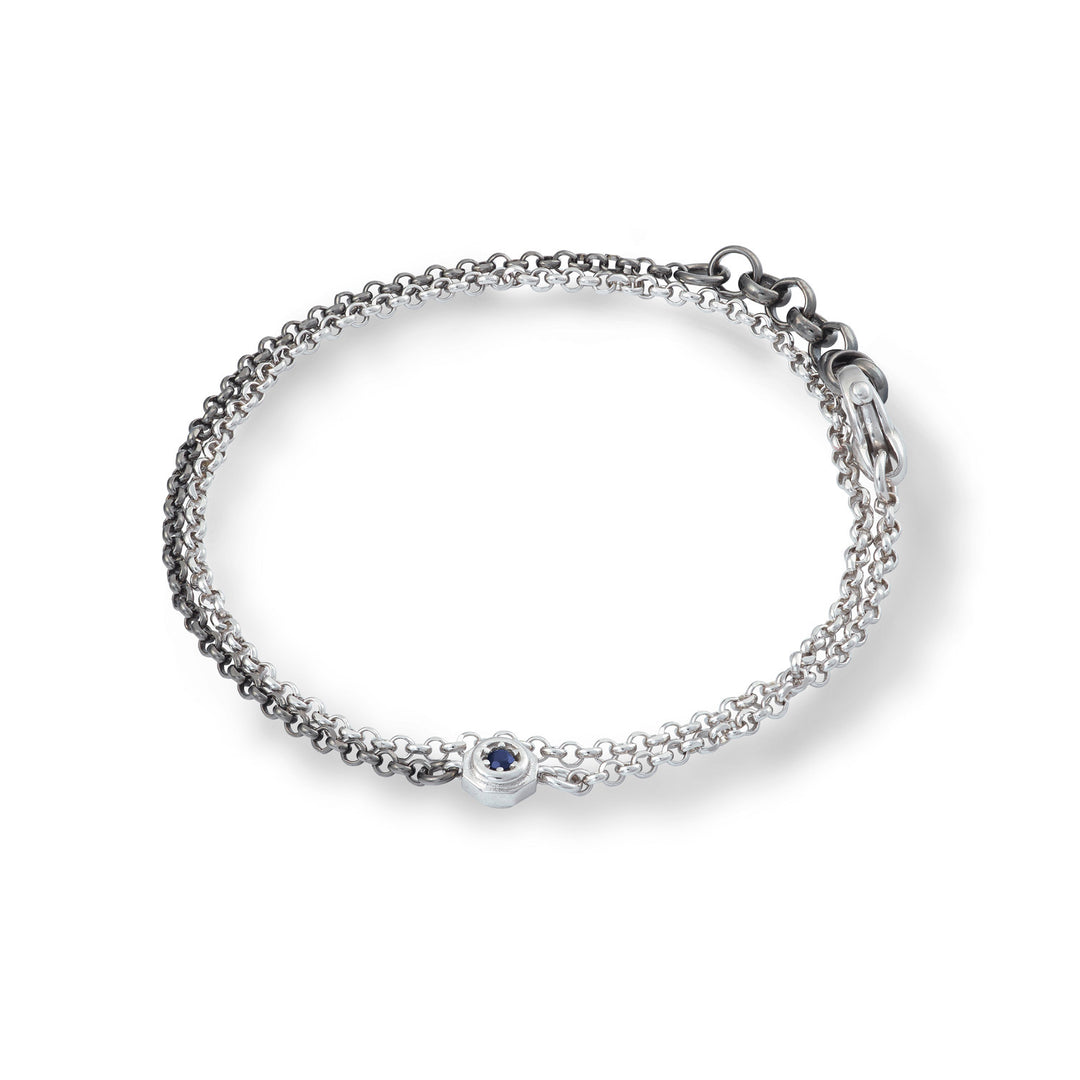 Comete Bracelet in double, polished and burnished silver UBR1043