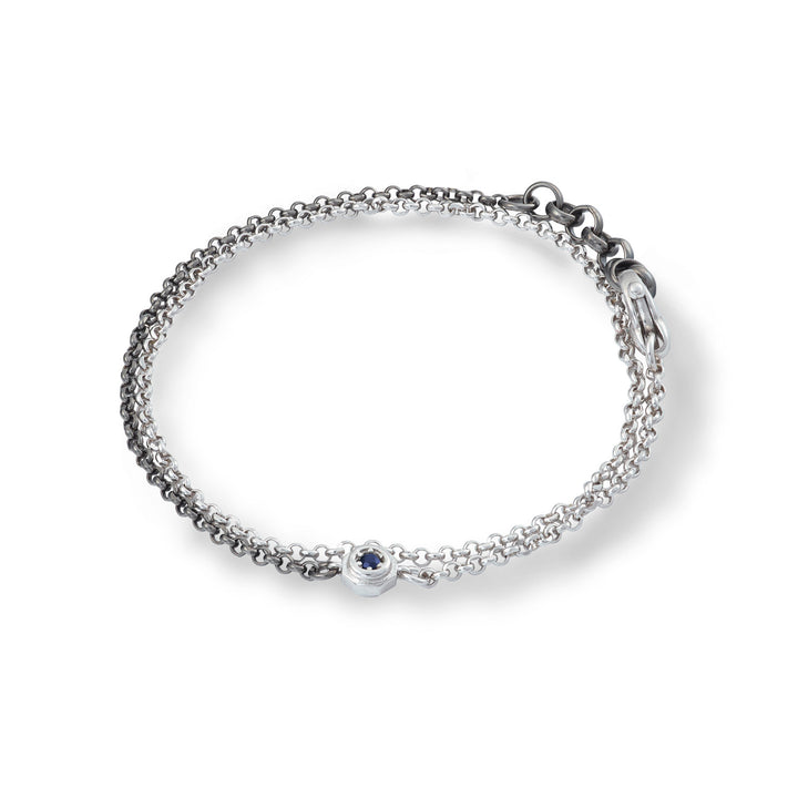 Comete Bracelet in double, polished and burnished silver UBR1043