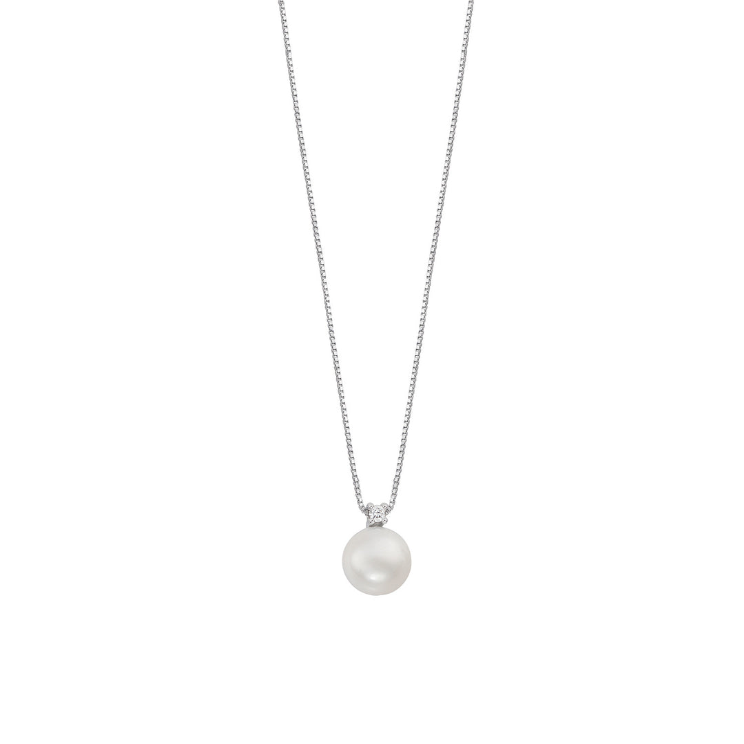 Comete Necklace with Pearl in Gold and Diamond with Spring Chain GLP626