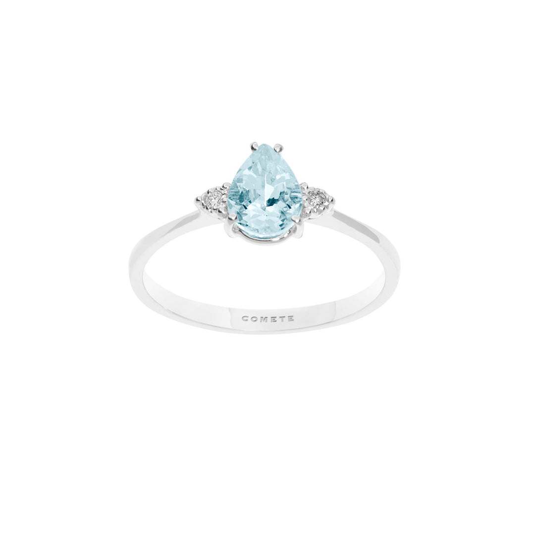 Comete Gold Ring with Diamonds and Aquamarine Drop ANQ307