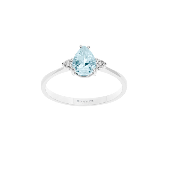 Comete Gold Ring with Diamonds and Aquamarine Drop ANQ307