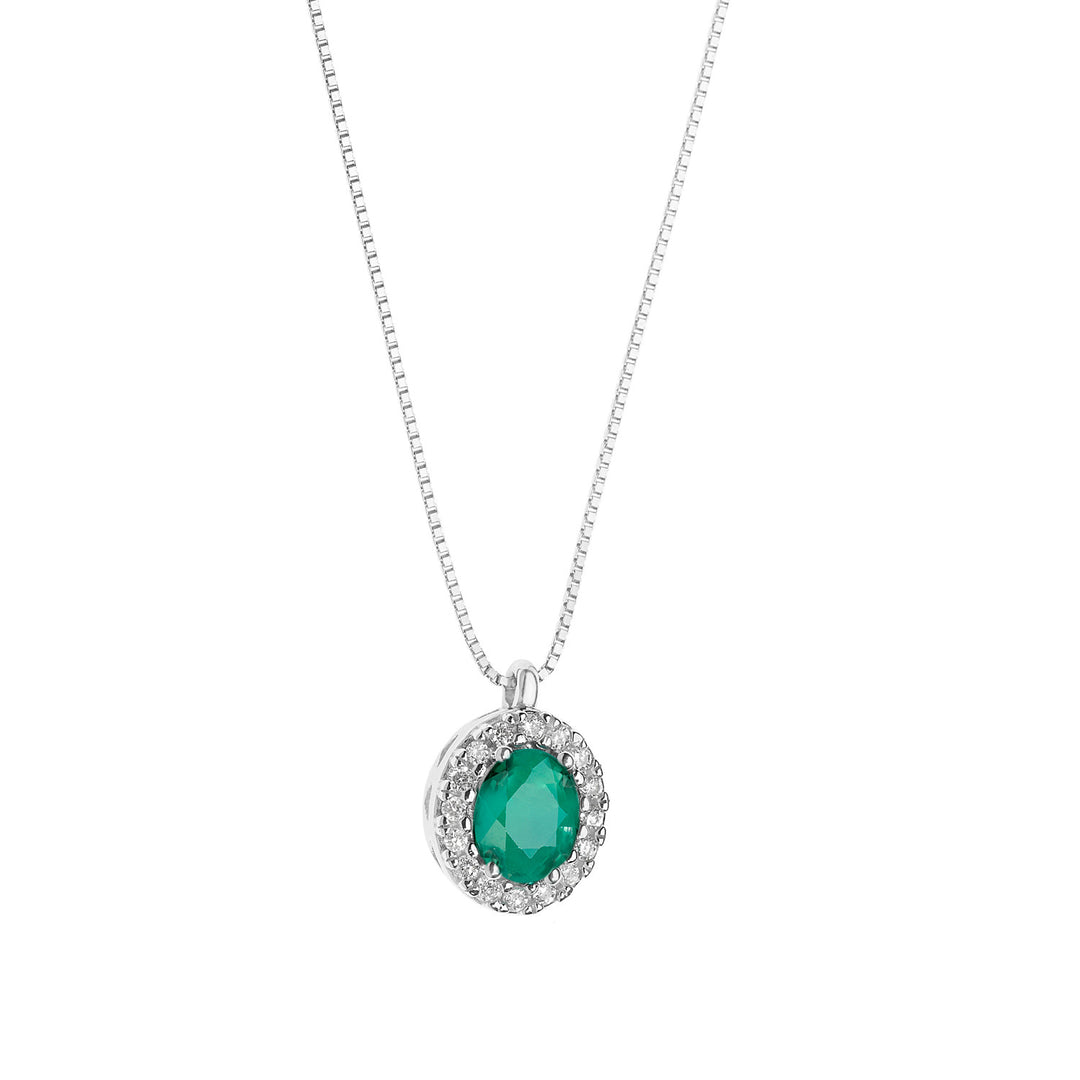 Comete Gold Necklace with Diamonds and Oval Emerald GLB1675S3