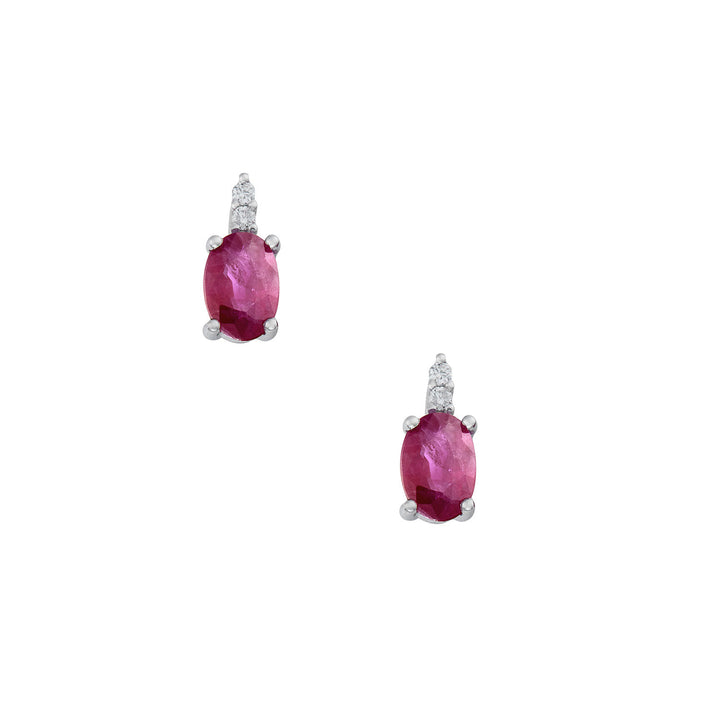 Comete Earrings in Gold and White Diamonds, Oval Ruby ORB1104
