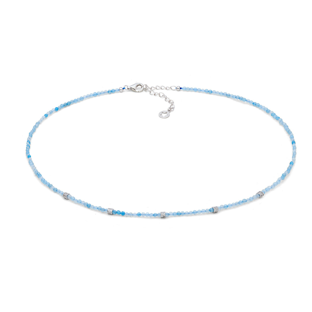 Comete-Halskette aus 925‰-Silber mit Aquamarin und Zirkonen GLA293