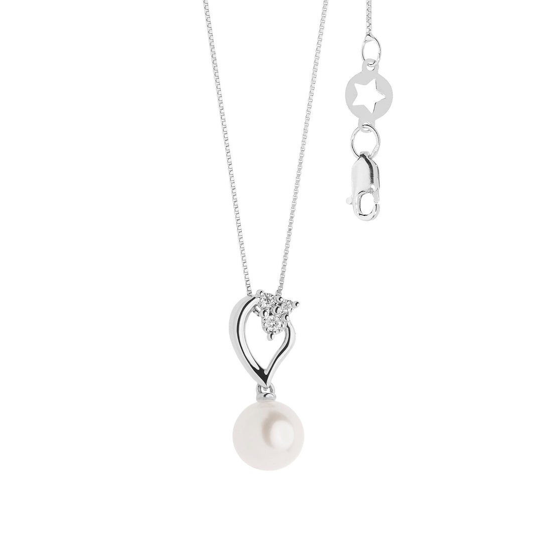 Comete choker ketting parels in goud en diamanten drop GLP611