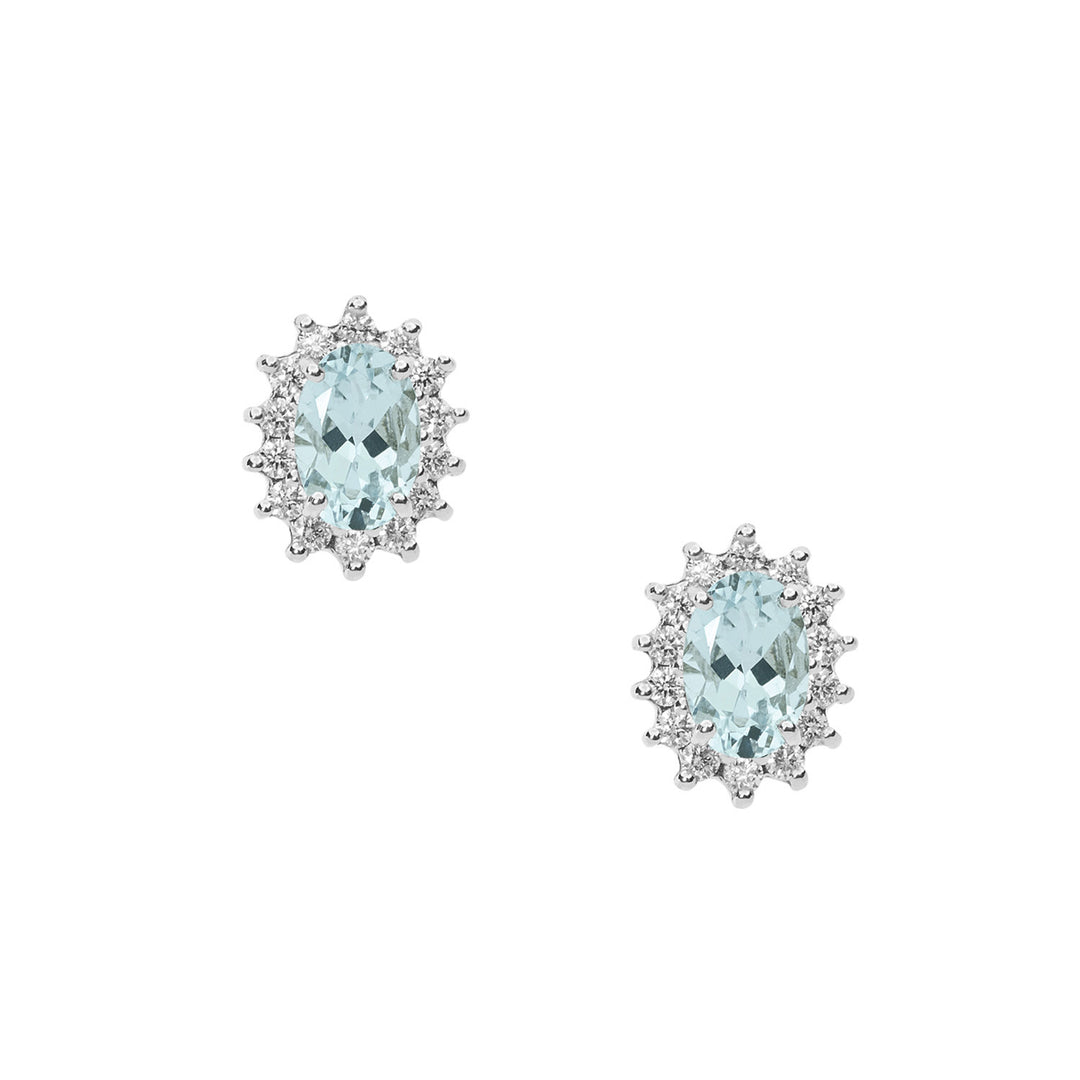Comete Earrings in Gold, Diamonds and Oval Aquamarine ORQ248