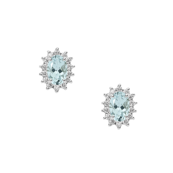 Comete Earrings in Gold, Diamonds and Oval Aquamarine ORQ248