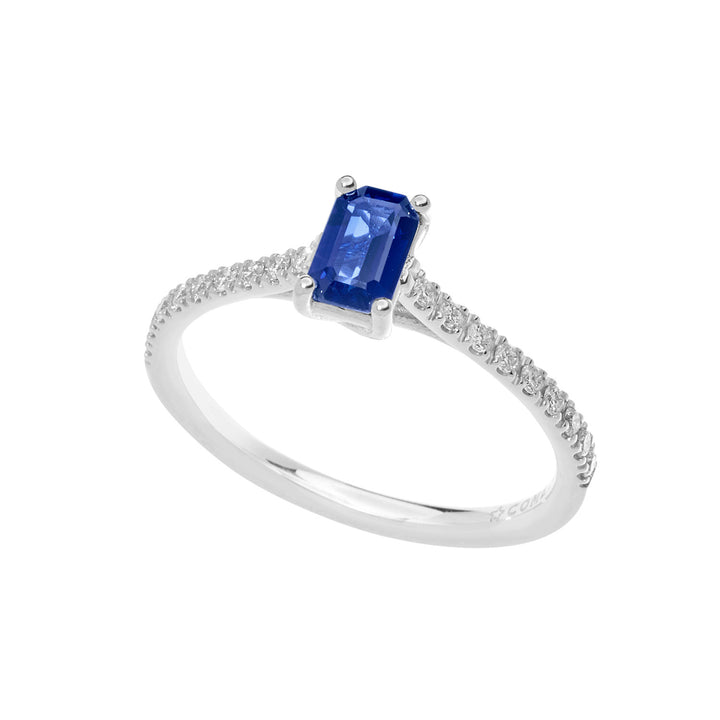 Comete-Goldring mit Diamanten und blauem Saphir ANB2565