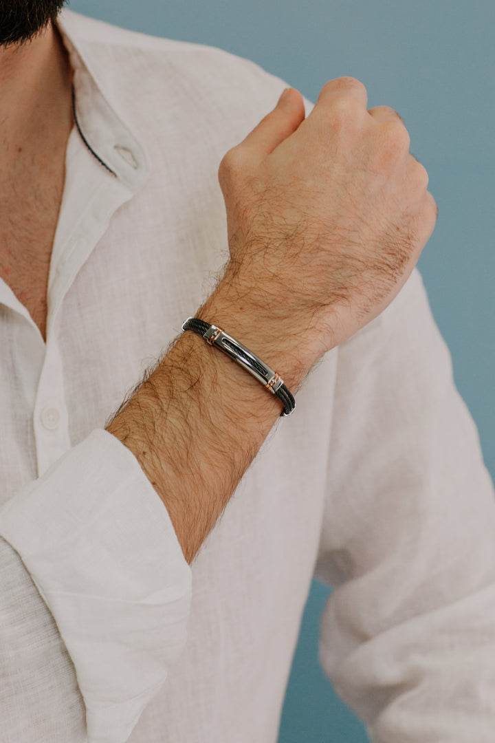 Comete UBR960 zwarte stalen en PVD-kabelarmband