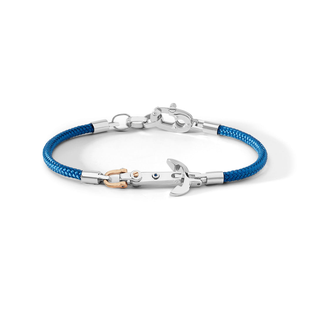Comete ankerarmband van staal en blauw koord UBR841