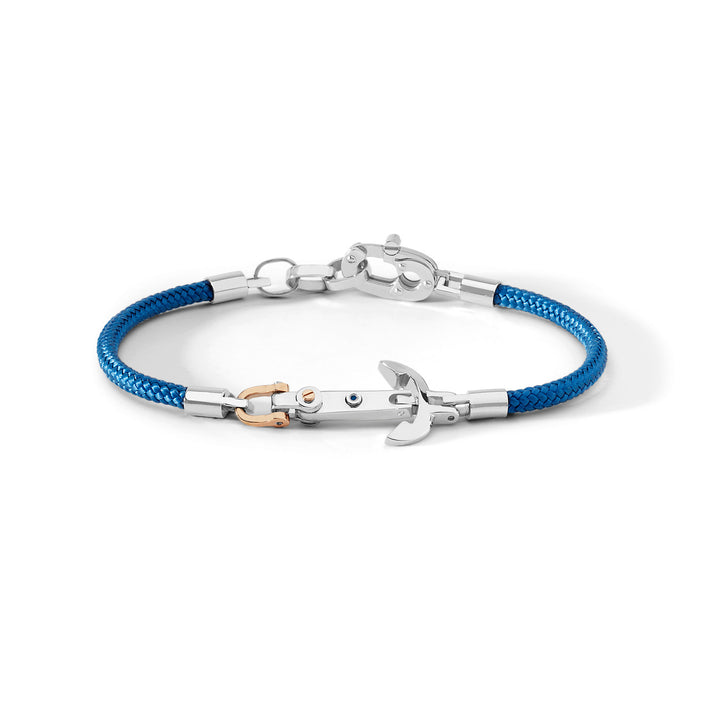 Comete ankerarmband van staal en blauw koord UBR841