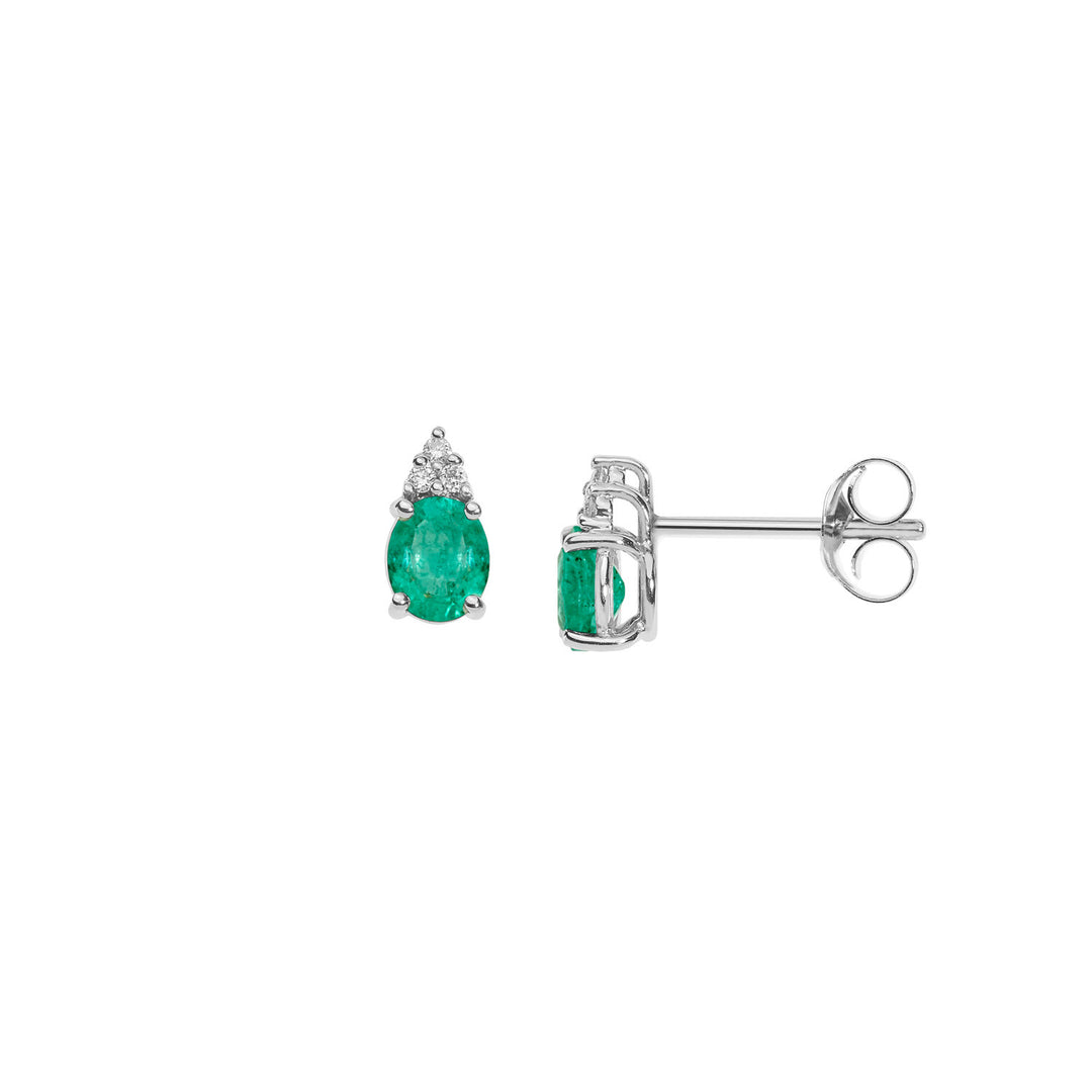 Comete Gold Earrings with Oval Emeralds and Diamonds ORB1030S3