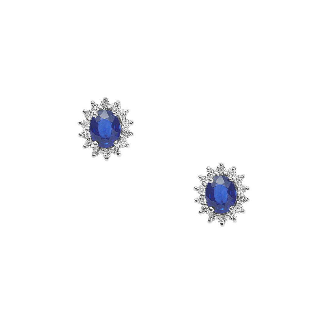 Comete Gold Earrings with Diamonds and Oval Blue Sapphires ORB1025