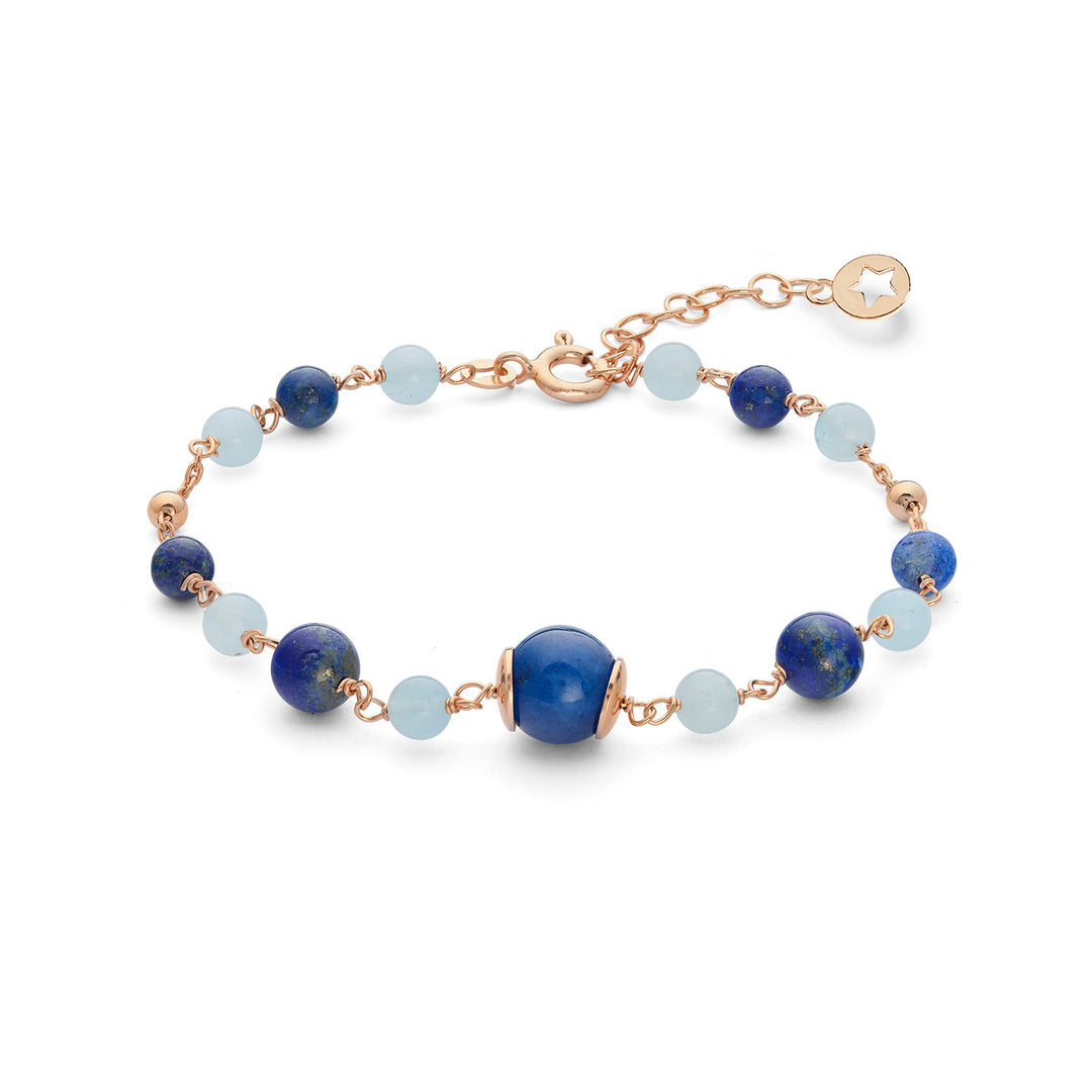Comete Bracelet 925‰ Silver with Aquamarine, Lapis, colored Quartz BRA269